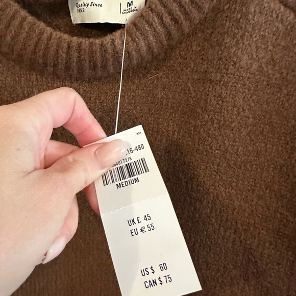 Abercrombie & Fitch Women's Scoop Crew Sweater in Chocolate Brown - Picture 4 of 5